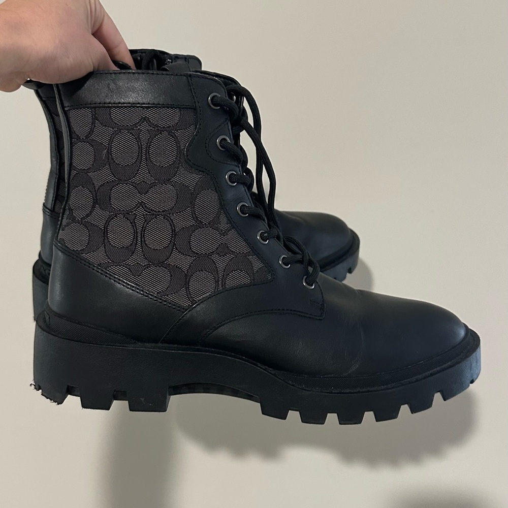 Coach Black Lace-Up Boots